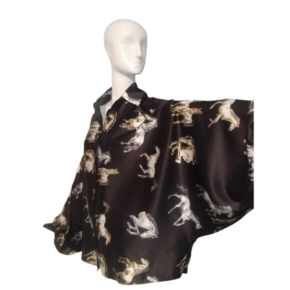 Beulah Style Women's All Size RARE Running Horse Oversized Equestrian Button Top - Picture 4 of 12